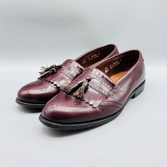 Allen Edmonds Shoes Mens 11 Burgundy Bridgeton Wingtip Kiltie Tassel Loafers - Picture 4 of 11